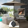 An outdoor patio scene with furniture and a patio umbrella. Náhled obrázku produktu