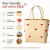 Rice Raffia Tasche mit roten Herzen, handgefertigter Natur Produktbild-Vorschau 3