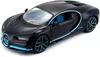 A black Bugatti Chiron model car with blue accents is displayed on a white background. Voir les images du produit