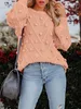 ASKSA Pulls Femme Col rond Pompons Tricotés En vrac Pull Voir les images du produit 3