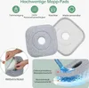 Close-up of mop pads with feature callouts and a diagram showing absorption. Podgląd zdjęcia produktu