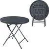Tavolo pieghevole 'Mark' rotondo 80 x 74 cm in rattan, nero Anteprima dell’immagine prodotto 1