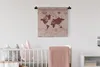 MuchoWow® Wandteppich Wandbehang Weltkarte - Rot - Pflanzen Produktbild-Vorschau 1