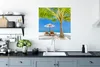 MuchoWow® Poster Palme - Strandkorb - Sonnenschirm 75x75 cm Produktbild-Vorschau 3
