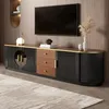 Televízna skrinka Merax z MDF s hnedým sklom, nízka Náhľad obrázku produktu 5