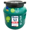 A green plastic barrel with various labels and markings. Produktbild-Vorschau
