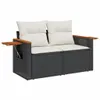 vidaXL 7-tlg. Garten-Sofagarnitur mit Kissen Schwarz Poly Produktbild-Vorschau 3