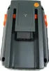 The back of a gray and orange battery pack with an orange circular sticker with 'LD' on it. Produktbild-Vorschau