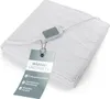 A white electric blanket folded with a tag attached. Produktbild-Vorschau