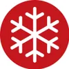 A white snowflake icon is centered on a red circular background. Produktbild-Vorschau