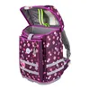 A purple polka dot school backpack with its top flap open, displayed against a white background. Anteprima dell’immagine prodotto