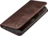 A brown flip-style phone case is shown with a smartphone inside. Produktbild-Vorschau
