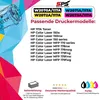 Marketing image for HP toner cartridges, listing compatible printer models and product details. Produktbild-Vorschau