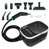 A steam cleaner and its accessories are displayed against a white background. Produktbild-Vorschau