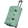 A green travel bag with wheels and a retractable handle, shown at an angle against a white background. Náhled obrázku produktu