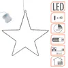 A star-shaped LED light decoration with battery pack and informational graphics. Produktbild-Vorschau