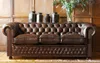 100% Echtes Leder Antik Chesterfield 3 Sitzer Leder Sofa Produktbild-Vorschau 1