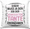 Trendation - Verrückte Tante Geschenk Deko-Kissen mit Produktbild-Vorschau 1