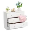 A white dresser with drawers, decorated with flowers and candles on top. A pink skirt is draped over one of the open drawers. Produktbild-Vorschau