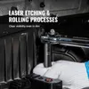 A close-up shot of a hand in a white glove using a socket wrench on a car engine component. Text overlays highlight product features. Produktbild-Vorschau