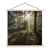 MuchoWow® Textilposter Wald - Sonne - Nebel 120x120 cm mit Produktbild-Vorschau 1