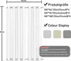 A diagram showing product dimensions, color options, and usage notes for outdoor curtains. Produktbild-Vorschau