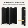 IvoQ Paravent Schwarz – Raumteiler – 4 Paneele – 170 x 160 Produktbild-Vorschau 6