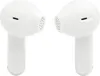 A pair of white wireless earbuds are shown against a white background. Voir les images du produit