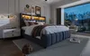 Lit rembourré 180 x 200cm avec éclairage LED et prise USB, Voir les images du produit 10