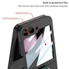 Close-up view of a black phone case with integrated protective film, highlighting camera lens protection and a screen protector. Produktbild-Vorschau