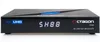 A black Octagon SX88 V2 4K UHD SAT Receiver is shown from the front on a white background. The device has a digital display showing '5H88' and a blue LED light strip across the top. Produktbild-Vorschau