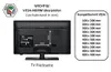 The back of a television is shown with measurements for VESA mounting compatibility. Produktbild-Vorschau