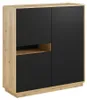 Buffet Raven mit 3 Türen, Mattschwarz und Holzoptik, 121cm Produktbild-Vorschau 1