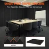 A conference room with acoustic panels on the walls and a table with chairs in the center. There are also close-up images of acoustic foam. Podgląd zdjęcia produktu