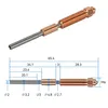 A product shot of a 3D printer nozzle with a diagram showing its dimensions. Produktbild-Vorschau