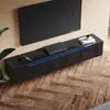 Meuble TV SONNI noir brillant 180 x 35 x 30 cm, équipé Voir les images du produit 3