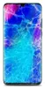 A cracked smartphone screen with a colorful abstract wallpaper. Produktbild-Vorschau
