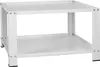 A white metal stand with two shelves, designed to hold a washing machine and dryer. Voir les images du produit