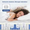 A couple sleeping in a bed, with a graphic overlay highlighting mattress features. Voir les images du produit
