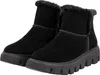 A pair of black winter boots with faux fur trim and a thick platform sole are shown against a white background. Voir les images du produit
