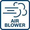 A graphic symbol representing an air blower with text. Produktbild-Vorschau