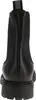 The back view of a black leather Chelsea boot with a lug sole. Voir les images du produit