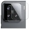 A close-up of a smartphone camera lens protector placed over a smartphone's camera module. Produktbild-Vorschau