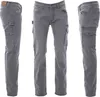 Three views of a pair of gray cargo jeans against a white background. Produktbild-Vorschau