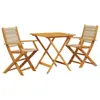 3-tlg. Bistro-Set Beige Polypropylen und Massivholz Produktbild-Vorschau 1