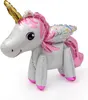 Palloncino in foil 3D unicorno, bianco con criniera rosa, Anteprima dell’immagine prodotto 1