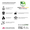 A graphic displaying various certifications and features related to a printed product, likely wallpaper. Produktbild-Vorschau