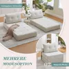 A collage showing a modular sofa in different configurations, presented in a living room setting and as a folded bed. Náhled obrázku produktu