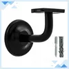 A black metal handrail bracket with screws and wall plugs shown against a white background. Náhľad obrázku produktu