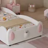 A child's bed with a playful design, featuring pink accents and a patterned duvet. Anteprima dell’immagine prodotto